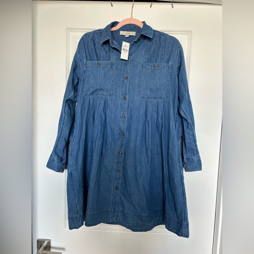 NEW LOFT XS Denim Dress - Picture 3 of 7